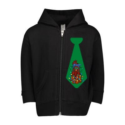 Funny Christmas Tie With Chicken And Christmas Tree Lights Funny Chickens Tie Toddler Zip Fleece Hoodie