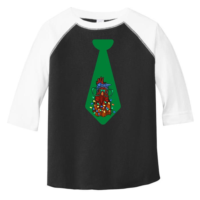 Funny Christmas Tie With Chicken And Christmas Tree Lights Funny Chickens Tie Toddler Fine Jersey T-Shirt