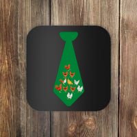 Funny Chickens Tie Funny Christmas Tie With Chicken And Christmas Tree Lights Coaster