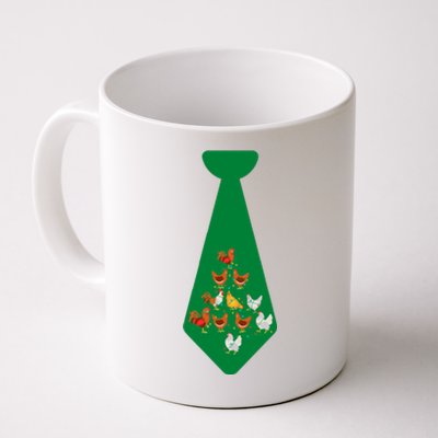 Funny Chickens Tie Funny Christmas Tie With Chicken And Christmas Tree Lights Coffee Mug