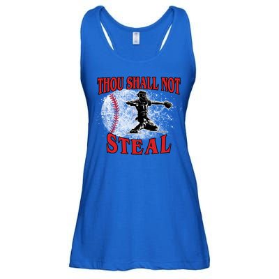 Funny Catchers Thou Shall Not Steal Baseball Cute Gift Ladies Essential Flowy Tank
