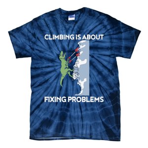 Funny Climbing TRex Rock Climber Dinosaur Tee Tie-Dye T-Shirt