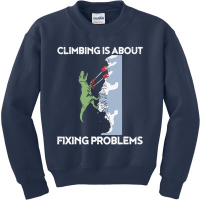 Funny Climbing TRex Rock Climber Dinosaur Tee Kids Sweatshirt