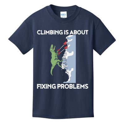 Funny Climbing TRex Rock Climber Dinosaur Tee Kids T-Shirt