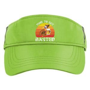 Funny Cute Time To Get Basted Retro Turkey Beer Thanksgiving Meaningful Gift Adult Drive Performance Visor