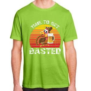 Funny Cute Time To Get Basted Retro Turkey Beer Thanksgiving Meaningful Gift Adult ChromaSoft Performance T-Shirt