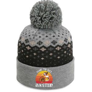 Funny Cute Time To Get Basted Retro Turkey Beer Thanksgiving Meaningful Gift The Baniff Cuffed Pom Beanie