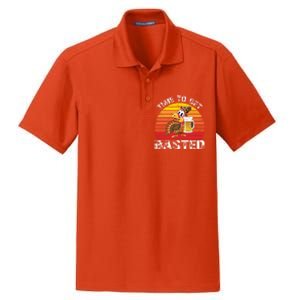 Funny Cute Time To Get Basted Retro Turkey Beer Thanksgiving Meaningful Gift Dry Zone Grid Polo