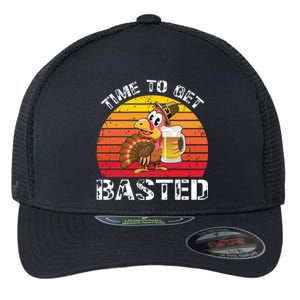 Funny Cute Time To Get Basted Retro Turkey Beer Thanksgiving Meaningful Gift Flexfit Unipanel Trucker Cap