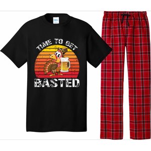 Funny Cute Time To Get Basted Retro Turkey Beer Thanksgiving Meaningful Gift Pajama Set