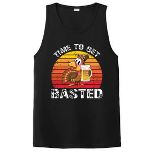 Funny Cute Time To Get Basted Retro Turkey Beer Thanksgiving Meaningful Gift PosiCharge Competitor Tank