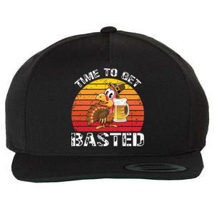 Funny Cute Time To Get Basted Retro Turkey Beer Thanksgiving Meaningful Gift Wool Snapback Cap