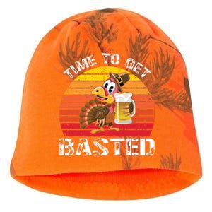 Funny Cute Time To Get Basted Retro Turkey Beer Thanksgiving Meaningful Gift Kati - Camo Knit Beanie