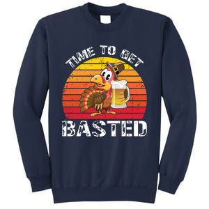 Funny Cute Time To Get Basted Retro Turkey Beer Thanksgiving Meaningful Gift Sweatshirt