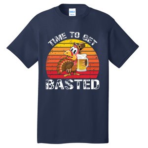 Funny Cute Time To Get Basted Retro Turkey Beer Thanksgiving Meaningful Gift Tall T-Shirt