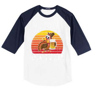 Funny Cute Time To Get Basted Retro Turkey Beer Thanksgiving Meaningful Gift Baseball Sleeve Shirt