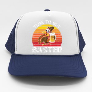 Funny Cute Time To Get Basted Retro Turkey Beer Thanksgiving Meaningful Gift Trucker Hat