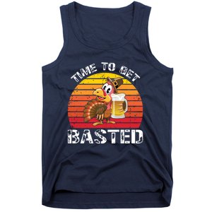 Funny Cute Time To Get Basted Retro Turkey Beer Thanksgiving Meaningful Gift Tank Top