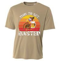 Funny Cute Time To Get Basted Retro Turkey Beer Thanksgiving Meaningful Gift Cooling Performance Crew T-Shirt