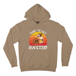 Funny Cute Time To Get Basted Retro Turkey Beer Thanksgiving Meaningful Gift Hoodie