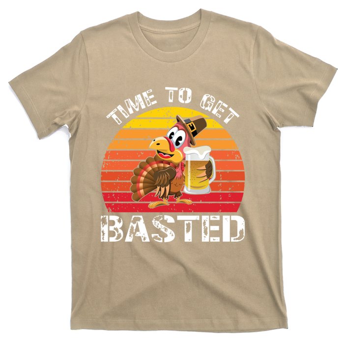 Funny Cute Time To Get Basted Retro Turkey Beer Thanksgiving Meaningful Gift T-Shirt