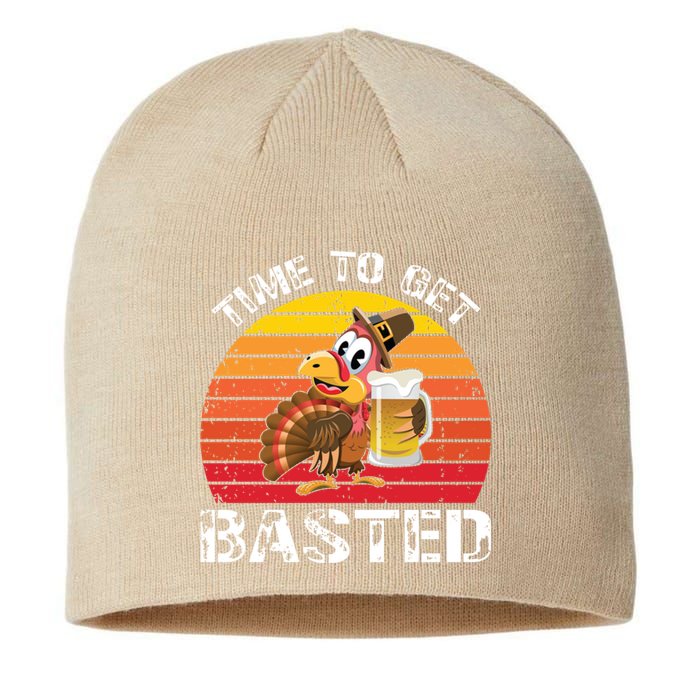 Funny Cute Time To Get Basted Retro Turkey Beer Thanksgiving Meaningful Gift Sustainable Beanie