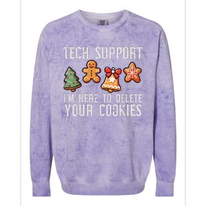 Funny Christmas Tech Support Here To Delete Cookies Colorblast Crewneck Sweatshirt