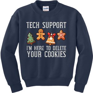 Funny Christmas Tech Support Here To Delete Cookies Kids Sweatshirt