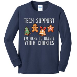 Funny Christmas Tech Support Here To Delete Cookies Kids Long Sleeve Shirt