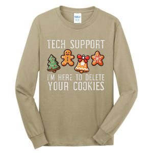 Funny Christmas Tech Support Here To Delete Cookies Tall Long Sleeve T-Shirt