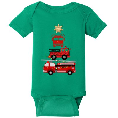 Firetruck Christmas Tree Baby Bodysuit