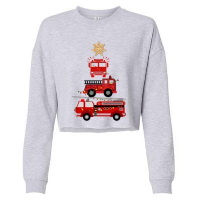 Firetruck Christmas Tree Cropped Pullover Crew