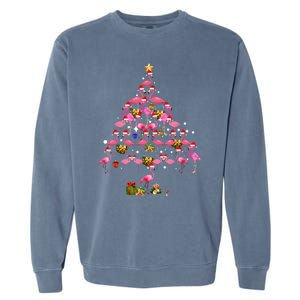 Flamingo Christmas Tree Santa Hat Xmas Light Merry Christmas Garment-Dyed Sweatshirt