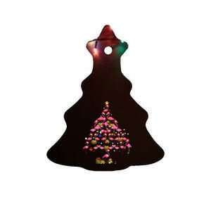 Flamingo Christmas Tree Santa Hat Xmas Light Merry Christmas Ceramic Tree Ornament