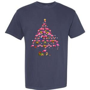 Flamingo Christmas Tree Santa Hat Xmas Light Merry Christmas Garment-Dyed Heavyweight T-Shirt