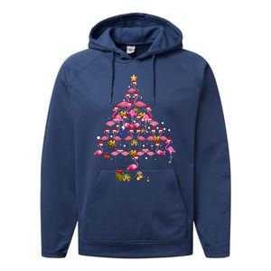 Flamingo Christmas Tree Santa Hat Xmas Light Merry Christmas Performance Fleece Hoodie