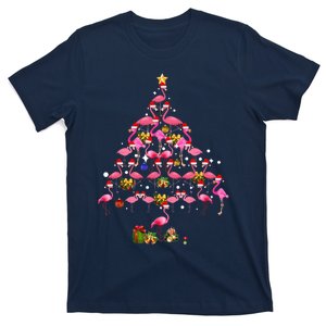 Flamingo Christmas Tree Santa Hat Xmas Light Merry Christmas T-Shirt