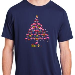 Flamingo Christmas Tree Santa Hat Xmas Light Merry Christmas Adult ChromaSoft Performance T-Shirt