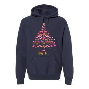 Flamingo Christmas Tree Santa Hat Xmas Light Merry Christmas Premium Hoodie