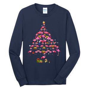 Flamingo Christmas Tree Santa Hat Xmas Light Merry Christmas Tall Long Sleeve T-Shirt