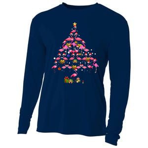 Flamingo Christmas Tree Santa Hat Xmas Light Merry Christmas Cooling Performance Long Sleeve Crew