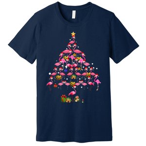 Flamingo Christmas Tree Santa Hat Xmas Light Merry Christmas Premium T-Shirt