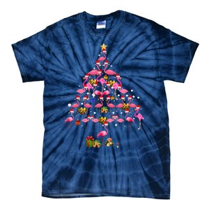 Flamingo Christmas Tree Santa Hat Xmas Light Merry Christmas Tie-Dye T-Shirt