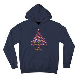 Flamingo Christmas Tree Santa Hat Xmas Light Merry Christmas Tall Hoodie