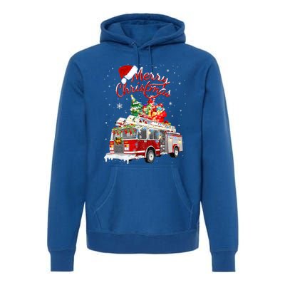 Firefighter Christmas Tree Fire Truck Fire Xmas Funny Gift Gift Premium Hoodie