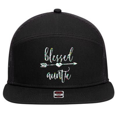 Flowers Cute Tropical Blessed Auntie Great Gift 7 Panel Mesh Trucker Snapback Hat