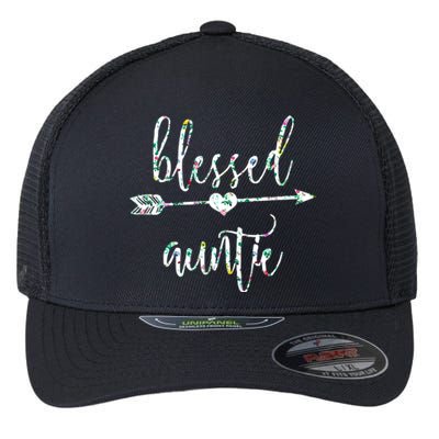 Flowers Cute Tropical Blessed Auntie Great Gift Flexfit Unipanel Trucker Cap