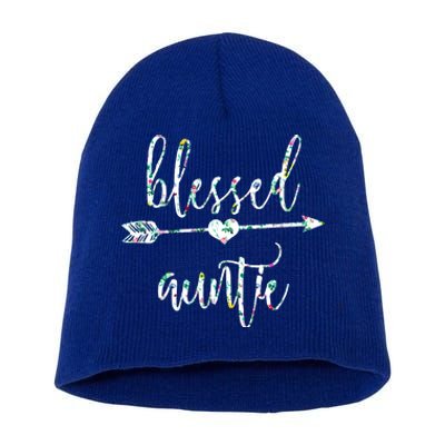 Flowers Cute Tropical Blessed Auntie Great Gift Short Acrylic Beanie