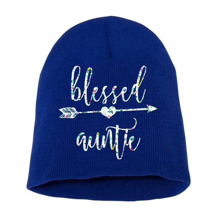 Flowers Cute Tropical Blessed Auntie Great Gift Short Acrylic Beanie