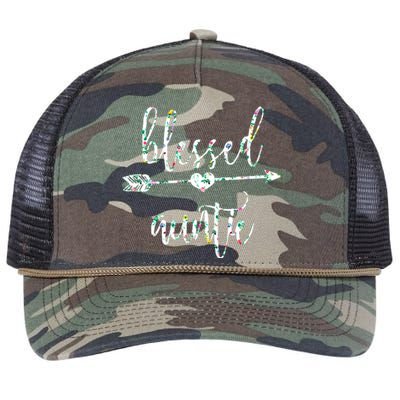 Flowers Cute Tropical Blessed Auntie Great Gift Retro Rope Trucker Hat Cap